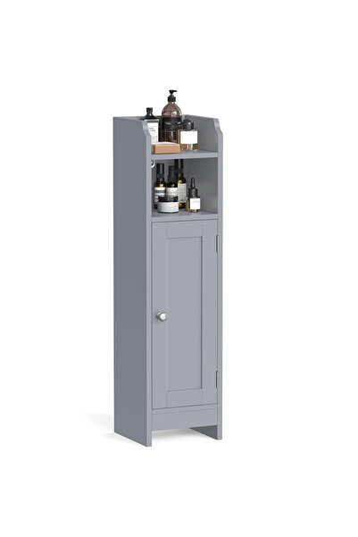 VASAGLE Dulap de baie îngust cu ușă și rafturi reglabile, MDF, 20x18x80 cm, gri