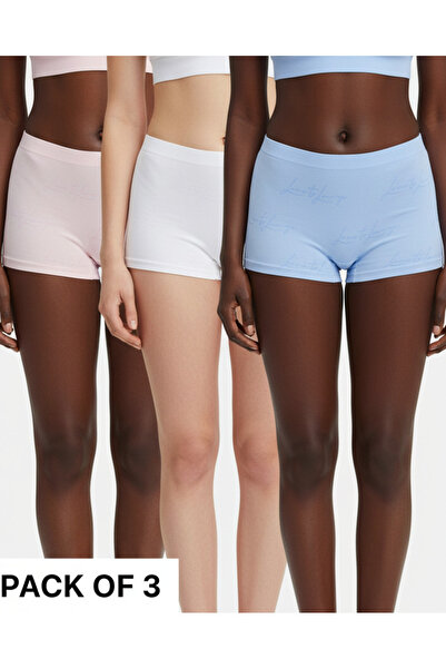 REDTAG Women Assorted Textured Boyshort Briefs – 3 Pack