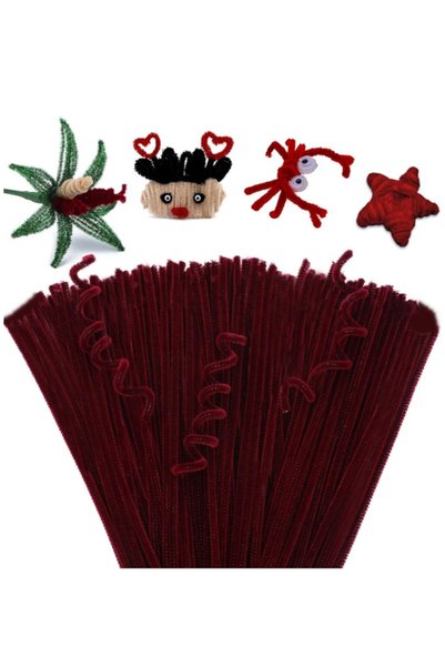 Kezban Tekstil 1.Cİ Kalite Tüylü dekoratif Tel 30 cm-25 adet BORDO RENK