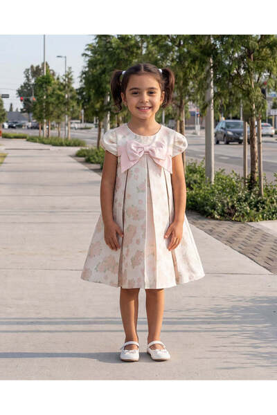 REDTAG فستان بناتي أخضر مزين بنقوش زهور قماش جاكار