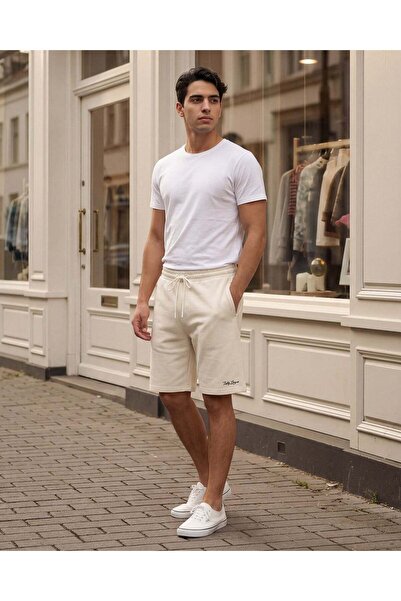 REDTAG شورت رجالي بلون عاجي قماش إنترلوك
