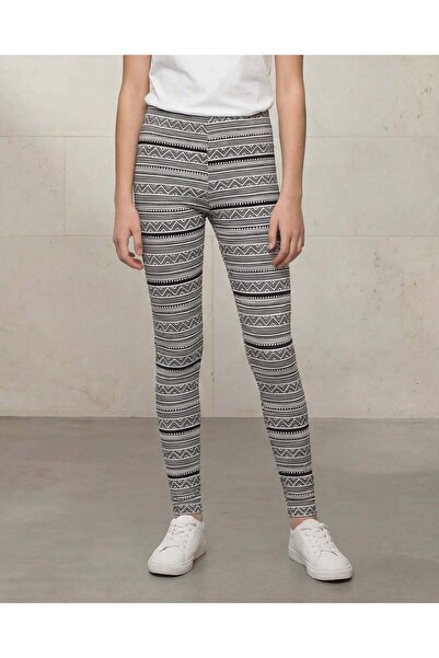 REDTAG Senior Girls Black and White Skinny Fit Leggings