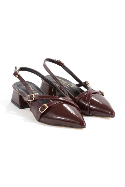 leopar by çetinay Women's Shiny Cross-Strapped Casual Low-Heeled Ballerina Shoes