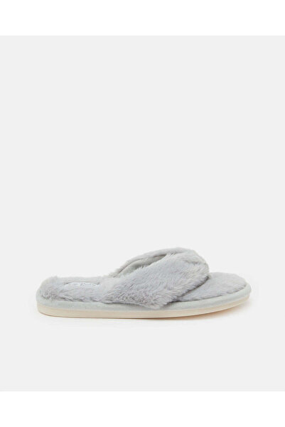 REDTAG Women Grey Fluffy Toe Post Slippers