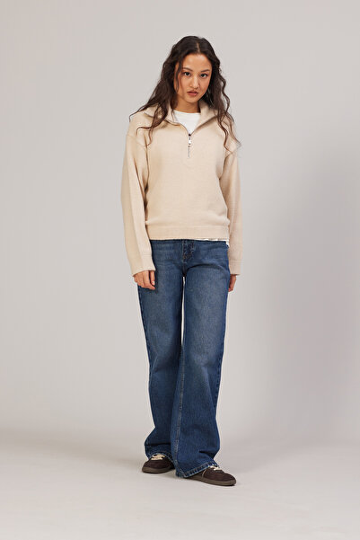 Nisan Tricot Sweater with Zippered Collar