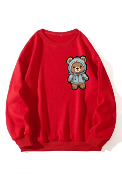 SERAH BUTİK Sweet Bear Printed 3-Yarn Children's Sweatshirt