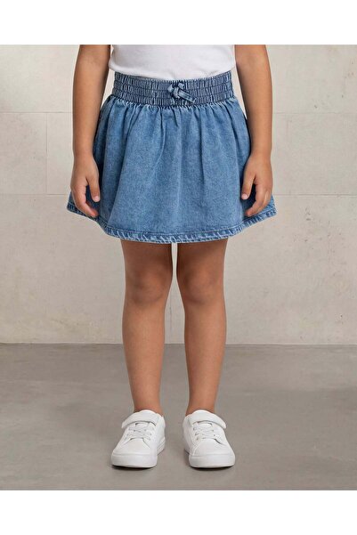 REDTAG Girls Dark Wash Elasticated Waist Denim Skirt