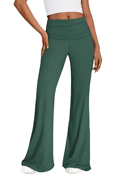 OEM Pantaloni Damă Colanți Picior Larg - Talie Înaltă, Respirabili - Verde, X...