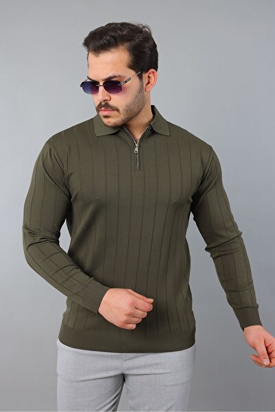 ZİNOX Men's Polo Neck Long Sleeve Half Zipper Classic Solid Suitable for Dail...