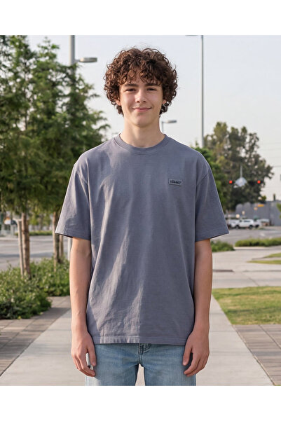 REDTAG تيشيرت أزرق سادة للأولاد الكبار