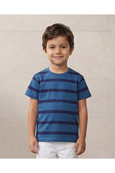 REDTAG تي شيرت مخطط باللون الأزرق البحري للأولاد