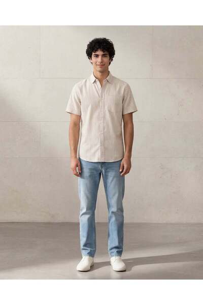 REDTAG قميص أكسفورد رجالي بيج بأكمام قصيرة