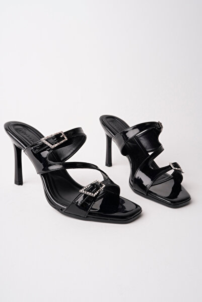 NOBLE TREAD SHOES Women's Stone Detailed Double-Strapped 9 cm Thin Heeled Sli...