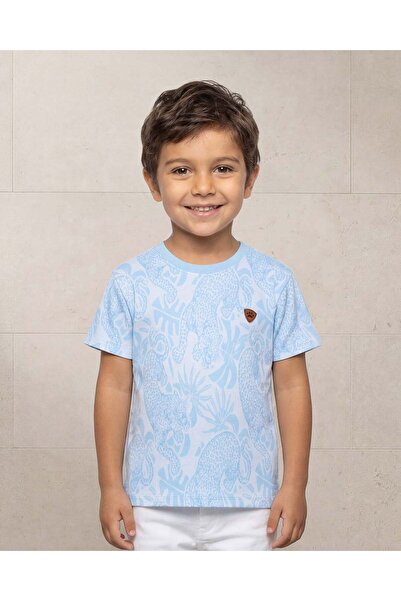 REDTAG تي شيرت أزرق مطبوع للأولاد