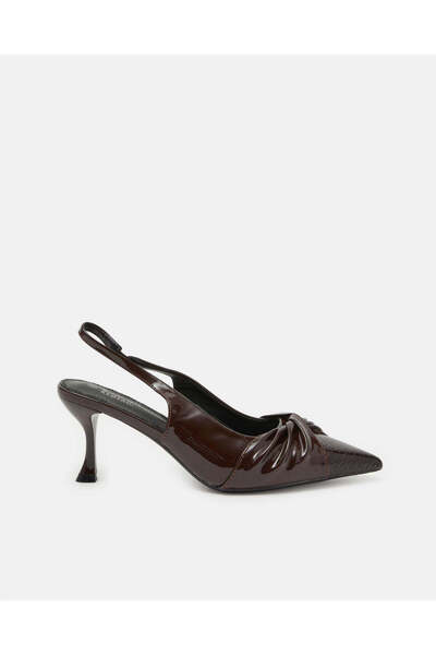 REDTAG Women Brown Textured Slingback Heels