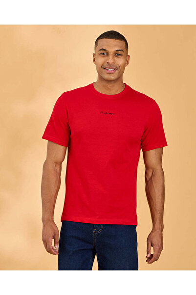 REDTAG Men Red Printed T-Shirt