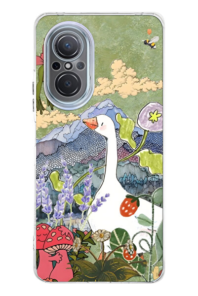 FLAMENKO حافظة هاتف شفافة متوافقة مع هاتف Huawei Nova 9 SE بنمط رسم توضيحي لل...