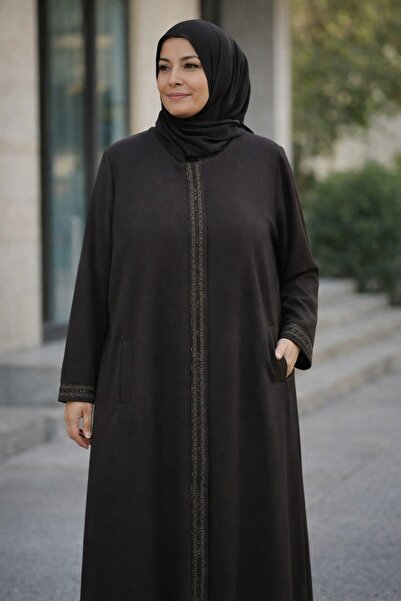 HESNA NAKİŞLİ PARDESU ÖNÜ FERMANLİ CEPLİ TAM BOY PARDESU ANNE MODELİ RENG KUY...