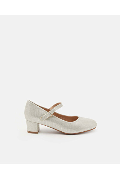 REDTAG أحذية باليه ذهبية اللون ذو ملمس بارز بكعب عالٍ للبنات الكبيرات