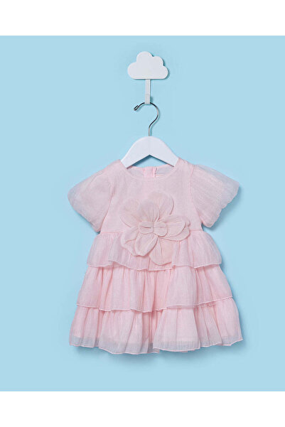 REDTAG فستان أورجانزا وردي ذهبي متعدد الطبقات للفتيات الصغيرات