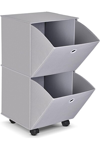 OEM Comodă pe Roți cu 2 Sertare - Dulap Portabil Pliabil, Textil - 31.7x31.7x...