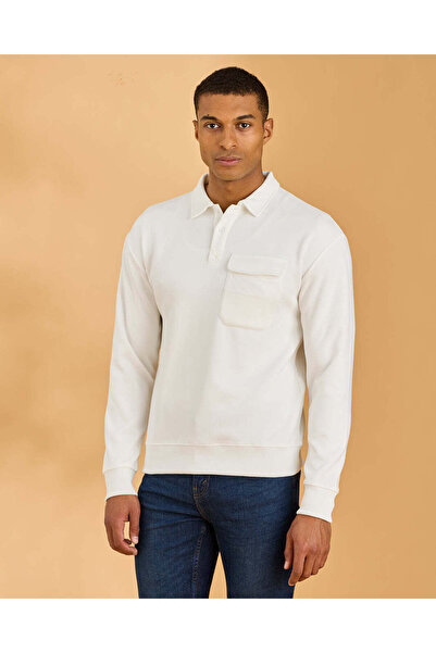 REDTAG Men Ivory Classic Sweatshirt