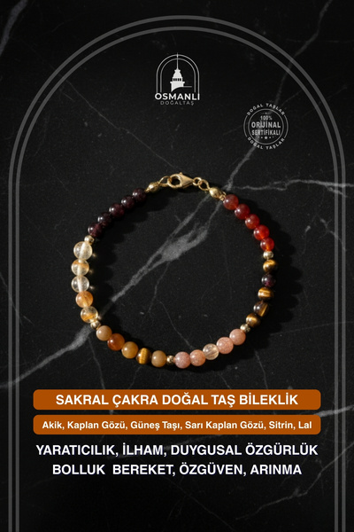 OSMANLI DOĞAL TAŞ Certified Sacral Chakra Natural Stone Bracelet