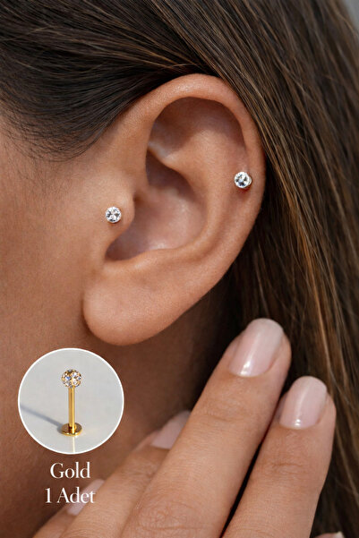 Sacce Scarves&Accessories Konforlu Sabit Taşlı Cerrahi Çelik Piercing – Minim...