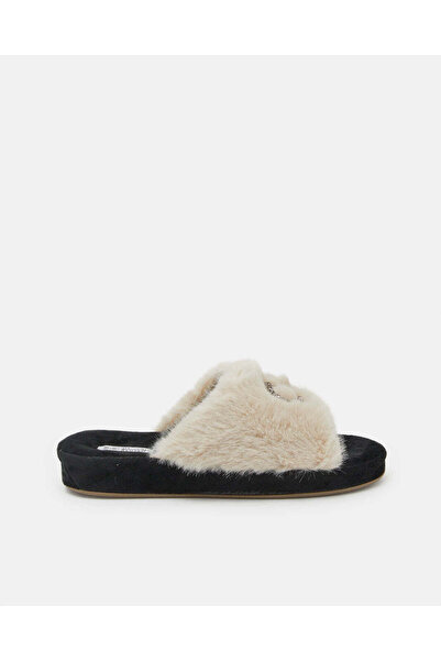 REDTAG Women Black Diamond Trim Fluffy Mule Slippers