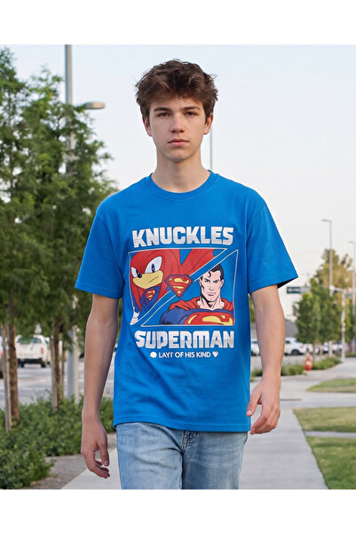 REDTAG تي شيرت أزرق مطبوع للأولاد الكبار