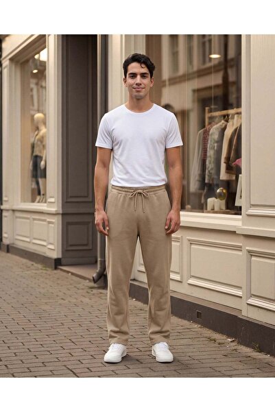 REDTAG Men Beige Interlock Track Pants