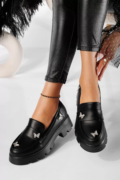 Zaira Pantofi casual dama negri din piele ecologica Ivi #24437