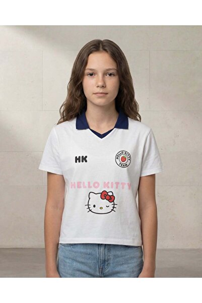 REDTAG تيشيرت أبيض فضفاض للبنات من المرحلة الثانوية مزين بشخصية هيلو كيتي
