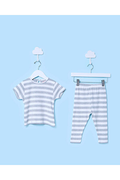 REDTAG Infant Girls Striped Short Sleeve 2 Piece Set