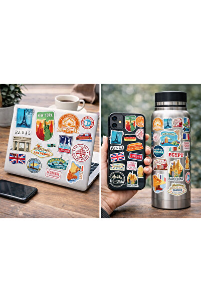 Limitless Design مجموعة ملصقات مدن العالم مقاس 22x30 سم - ملصقات للسفر، نيويو...