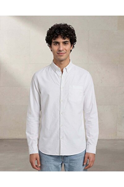 REDTAG Men White Long Sleeve Shirt