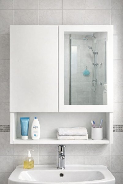 ADIM EBATLAMA İki Kapaklı Aynalı Banyo Dolabı