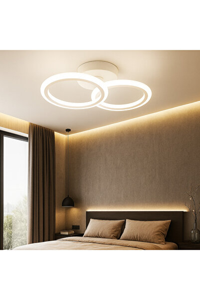edc Lustra LED 1+1 Circle Design Alb Echivalent 300W Telecomanda 325x210x130 mm
