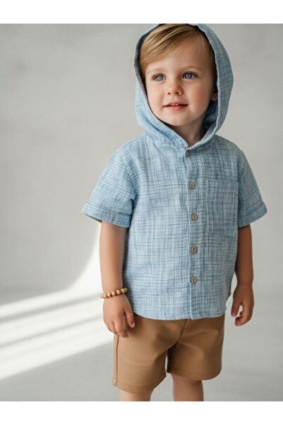 Zekids Baby Boy Hooded Checkered Shirt