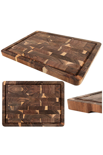 zola Acacia wood chopping board, 43 x 33 x 3 cm, for cutting and serving, han...