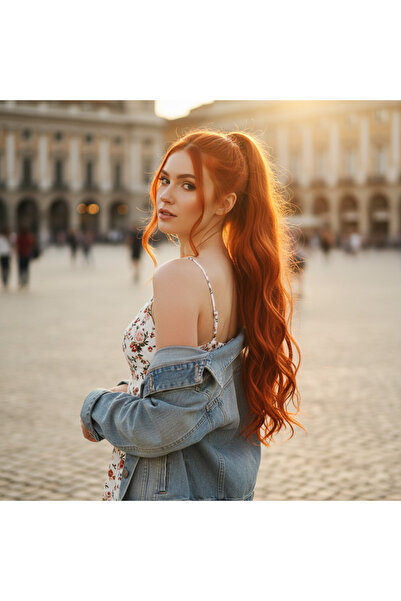 Zeysum Bakır Dalgalı Bağlamalı At Kuyruğu Saç Postiş 70 Cm Isıya Dayanıklı