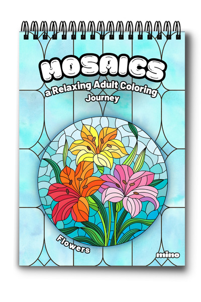 Mino Mosaics Antistress Coloring Book - 50 Stained Glass Illustrations - Flow...