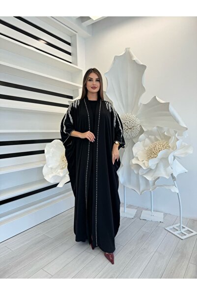 White Corner 2951 Crystal Stone Abaya
