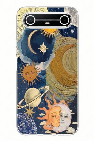 TechTree حافظة من السيليكون مطبوعة بتصميم Universe Sun and Moon متوافقة مع ها...