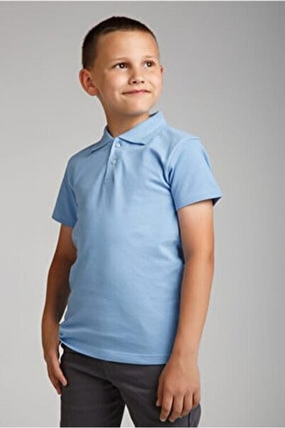 OKULCA Plavi unisex polo ovratnik od češljanog pamuka, školski Laccost