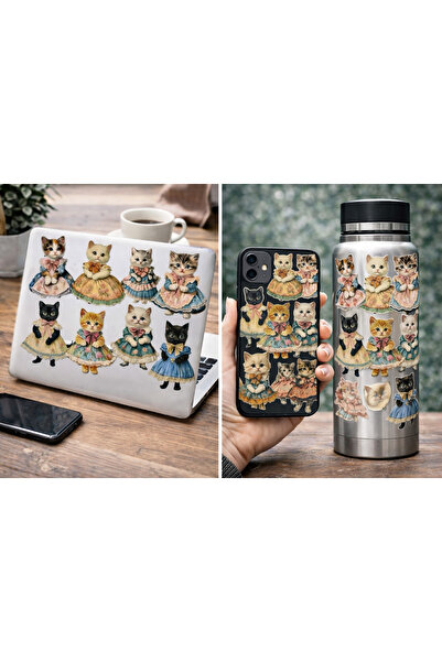 Limitless Design مجموعة ملصقات القطط الرومانسية مقاس 22x30 سم - للابتوب والجد...