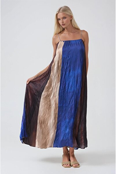 Lijuri Multi-colored strappy satin dress 2035