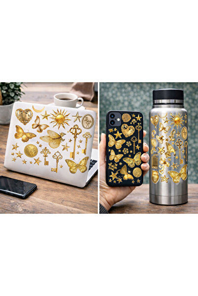 Limitless Design مجموعة ملصقات فاخرة باللون الذهبي مقاس 22x30 سم - للابتوب، ا...