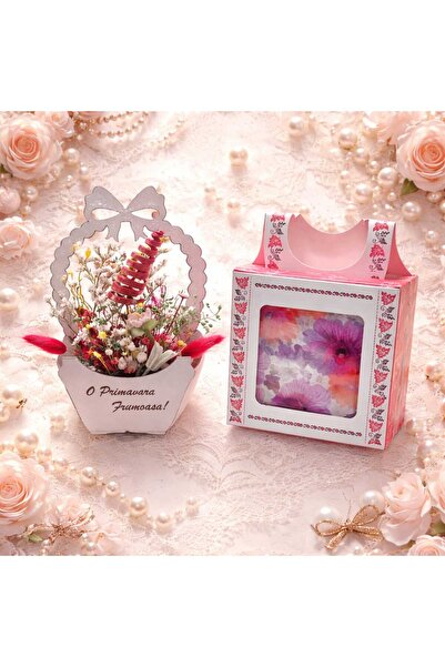 victiny Martisor cosulet flori uscate + esarfa gat,diverse modele