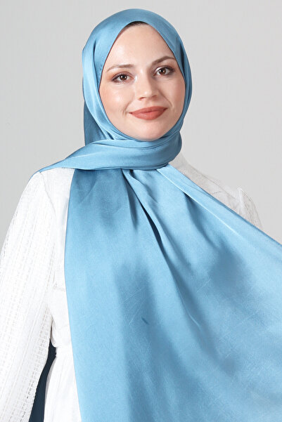 HAREM SCARF Bebe Mavisi Como Saten Şal